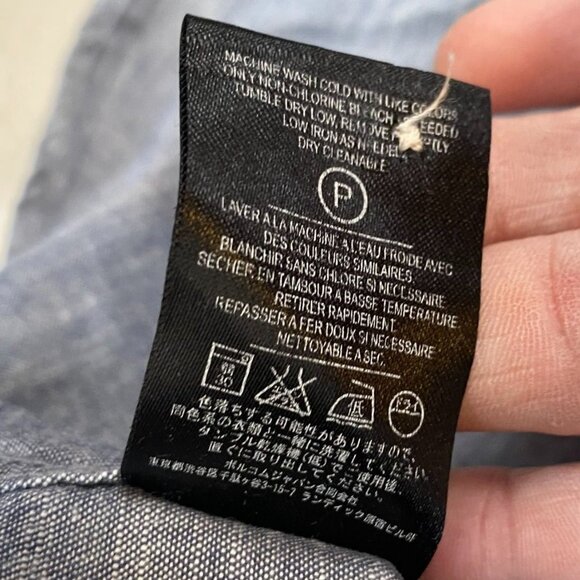 Volcom Men Shirt Large Long Sleeve Button-Up Chambray Casual Travel Classic Blue - Picture 6 of 11